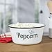 White Ename Large Popcorn Bowl with Black Lettering, Serving Bowl