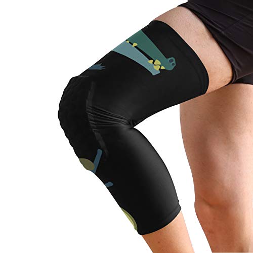 Knee Sleeve Cartoon Alligator Riding Unicycle Full Leg Brace Compression Long Sleeves Pads for Meniscus Tear, Arthritis, Running, Workout, Basketball, Sports, Men and Women 1 Pair - Thumbnail 2