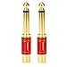 MOBOREST 1/4 in to RCA Female Pure Copper Adapter, 6.35mm Mono TS Plug Male 1/4 inch to RCA Female Stereo Interconnect Audio Adapter, (Red-2Pack)