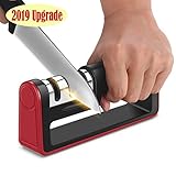 Kitchen Knife Sharpener - 3-Stage Wheel System Knife Sharpening Tool to Repair and Polish Blades - Sharpens Dull Knives Quickly, Easily, Safely (black)