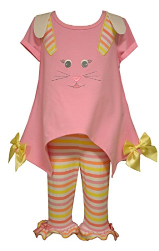 Bonnie Jean Girls Easter Bunny Applique Legging Set, Pink, 3T