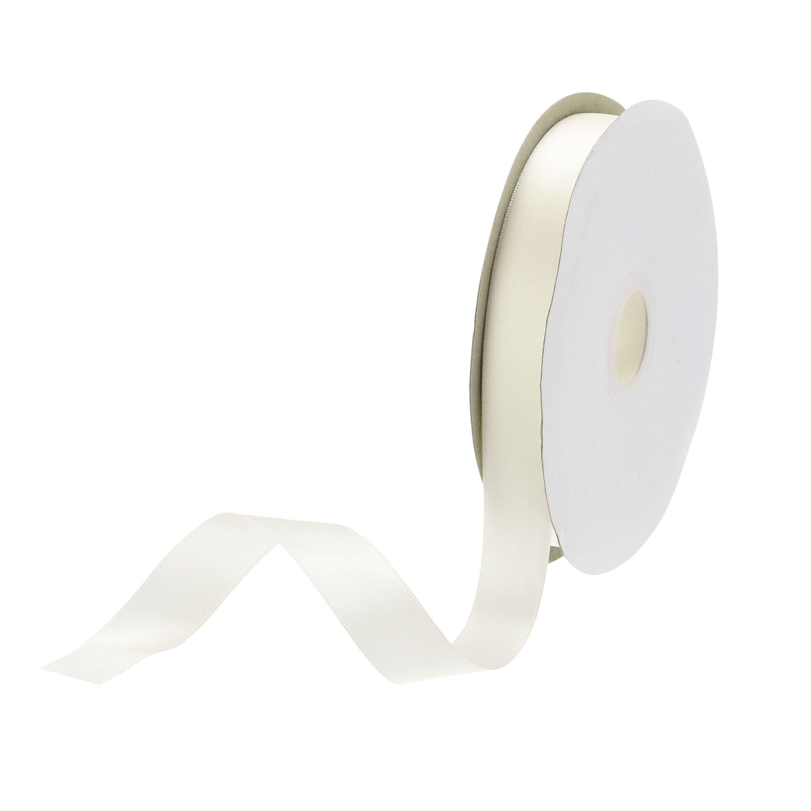 DMiotech 15mm Satin Ribbon 46m/150ft Thin Double Face Fabric Grosgrain Ribbon for Gift Wrapping Floral Hair Flower Bouquet, Cream White