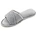 HomeIdeas Women’s Open Toe Terry Anti-Slip House Slide Slipper, Perfect for Hotel, SPA and Travel (Medium / 7-8 B(M) US, Gray)