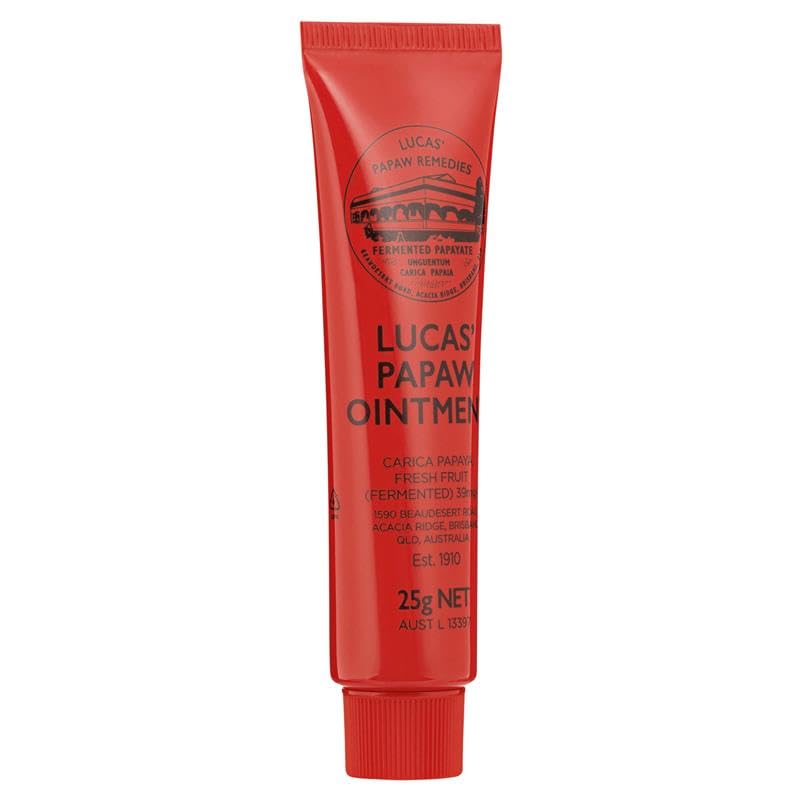 Lucas Papaw Ointment 25g - Soothing Lip and Skin Healing Balm with Fresh Fermented Carica Papaya, Natural Ingredients, Suitable for All Skin Types - Made in Australia