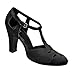 Aris Allen Black Satin 1930s T-Strap d'Orsay Dance Shoes