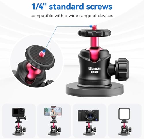 ULANZI Magnetic Camera Mount for GoPro, Strong Magnetic Mount with 360° Rotation Ball Head and Built-in 6 Magnets, Compatible with GoPro Hero 11/10/9/8/7/6, DJI OSMO Action, Insta360