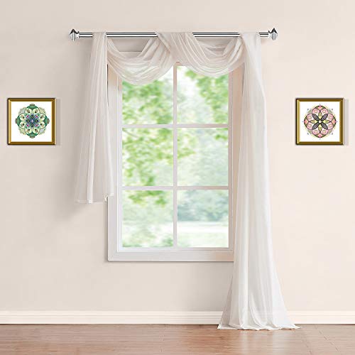 Warm Home Designs Extra Long 54" (Width) x 216" (Length) Sheer Light Beige Window Scarf. All Premium Valance Scarves are Great for Any Window, Bed, Wall or Other DIY Project. K Light Beige 216"