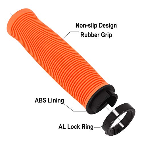 Acekit Bicycle Handlebar Grips Single Lock-on Rubber Grips for Mountain Bike BMX Folding Bike and Road Bike-Orange - Thumbnail 4