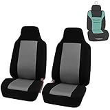 FH Group FB102102 Classic Cloth Car Pair Set High Back Seat Covers w. Gift, Gray/Black- Fit Most Car, Truck, SUV, or Van