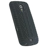 iGadgitz Black Silicone Skin Case Cover with Tire Tread Design for Samsung Galaxy Nexus i9250 Android Smartphone Cell Phone + Screen Protector