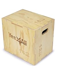 Yes4All - Caja de madera 3 en 1 con 4 tamaños diferentes (16 14 12   20 18 16   24 20 16   30 24 20)   Incluye tornillos para un fácil montaje.