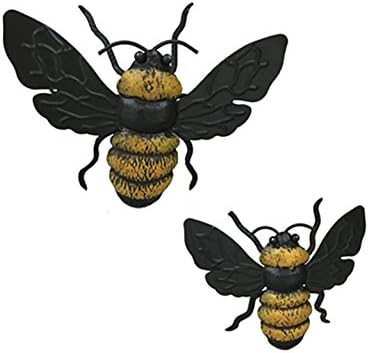 Dipamkar Set Of 2 Handpainted Bumble Bee Metal Wall Art Wall