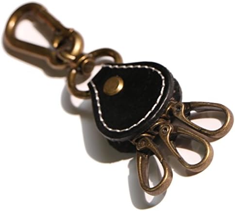 Viawow Black Leather Decorated Keyholder Car Keychain Keyring Key Ring with 3 Chains (K185)