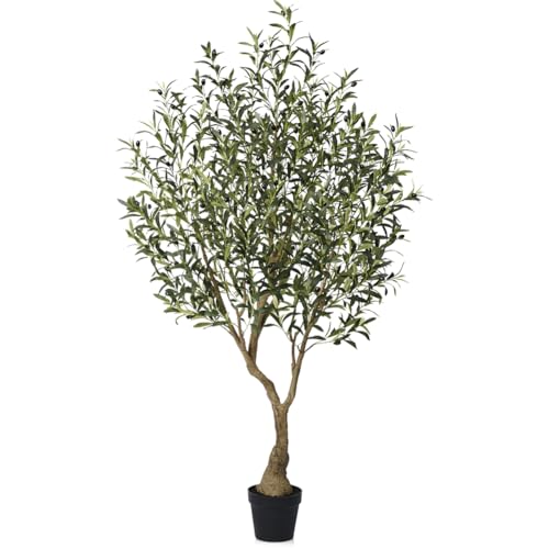 VeriNatural Olivenbaum Künstlich Kunstpflanze 180cm Fake Plant Kunststoffpflanzen Künstlicher Pflanzen – 1638 Blätter & 84 Oliven UV-beständig Stabile