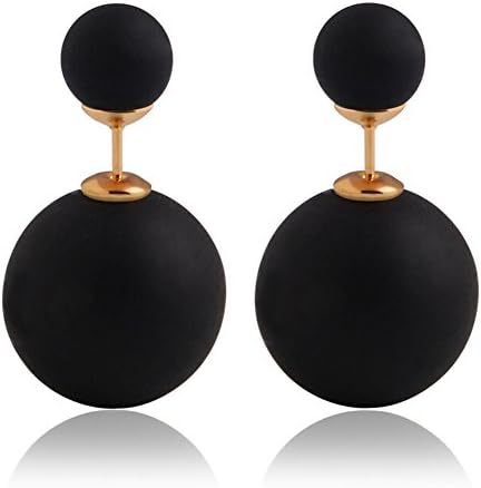 Yunsenshop Girl's Double Sides Faux Pearl Gold Plated Balls Ear Stud Earrings