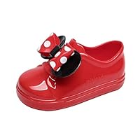 Goldweather Christmas Infant Kids Children Waterproof Boots Polka Dot Bowknot Buckle Strap Rubber Anti-Slip Rain Shoes (2.5-3Years, Red)