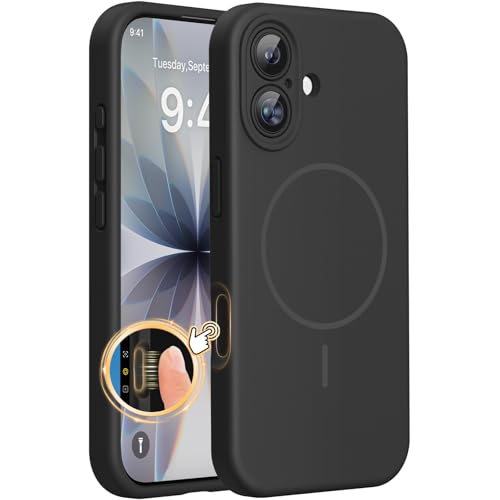 Miracase Magnetic for iPhone 17 Case, Compatible with MagSafe, Integrated Silicone Camera Control Cover, 3.0mm Thicken Shockproof Drop Protection Phone Case for 17,Black