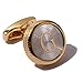 HJ Men's 2PCS Fashion Dazzle Tuxedo Shirts Platinum Plated Cufflinks Initial Letter 2 Color A-Z (Gold G)