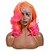 Wiginway Orange Pink Synthetic Lace Front Wig With Side Parting 14 Inch Drag Queen Wavy Wig Ombre Short Bob Wigs For Black Women