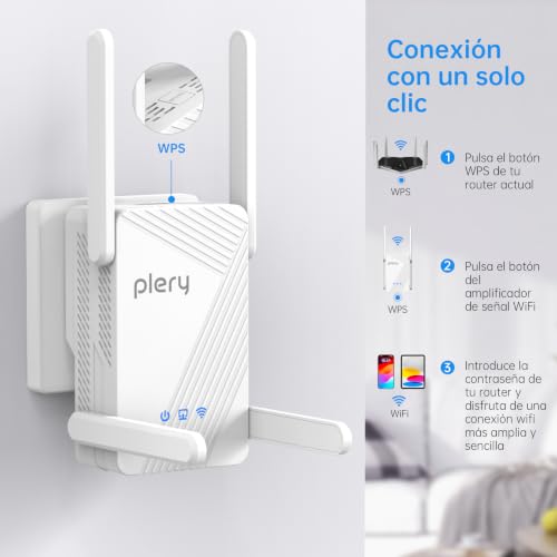PLERY WiFi 7 Repeater BE3600 Dual Band WiFi Signal Amplifier 5G/2.4G up to 3600Mbps, Long Range WiFi Repeater with Gigabit, MLO and 4K-QAM Port, Compatible with EasyMesh and All Routers
