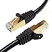 Tera Grand - Premium CAT7 Double Shielded 10 Gigabit 600MHz Ethernet Patch Cable for Modem Router LAN Network, Gold Plated Shielded RJ45 Connectors, 50 ft Black
