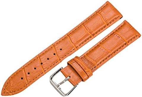 Poliking Unisex Waterproof Calfskin Genuine Leather Watch Strap Band with Stainless Pin Buckle (Width:20mm, Light Brown)