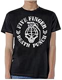 Five Finger Death Punch Men's Grenade Skull T-Shirt, Black, Medium