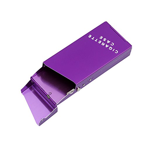 Dolland Women Aluminum Alloy Metal Cigarette Box Holder Pocket Tobacco Storage Case,Purple