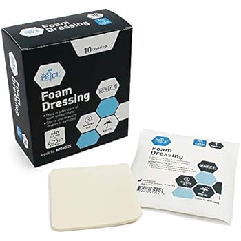 Medpride Foam Dressings- 10 Pack, 4 Inch by 4.25 Inches Size - Sterile, Hydrophilic, Highly Absorbent- Soft, Non-Adhesive Pads, Easy to Change- for Men & Women- for Ulcers, Post Op Trauma + Injuries