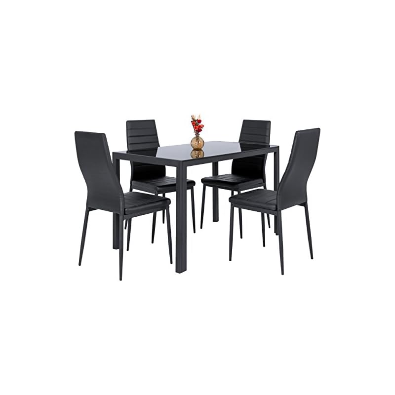 Best Choice Products 5 Piece Kitchen Dining Table Set W/Glass Top and 4