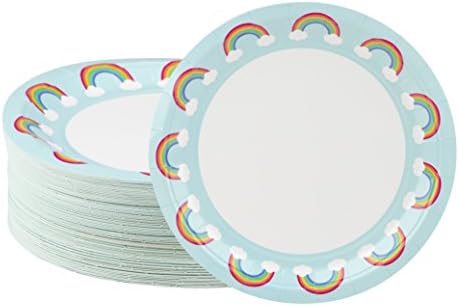 80pcs Disposable Party Plates Set Rainbow Theme 23 cm