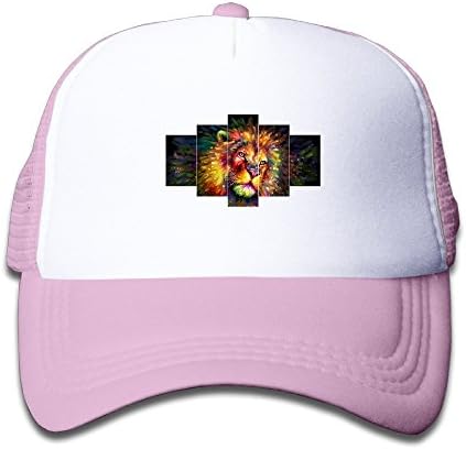 Colorful Lion Artistic Mesh Hats Snapback Baseball Caps For Kids