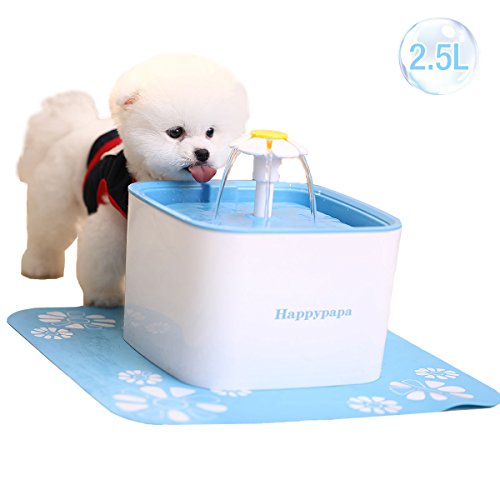 [Newest 2018 Upgraded] Cat Fountain 2.5L Healthy and Hygienic Pet Fountain Ultra Quiet Cat and Dog Flower Fountain Suit for Cats Dogs Birds and Small Animals (Blue)