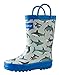 Oakiwear Kids Rubber Rain Boots With Easy-On Handles, Shark Frenzy, 1Y US Little Kid