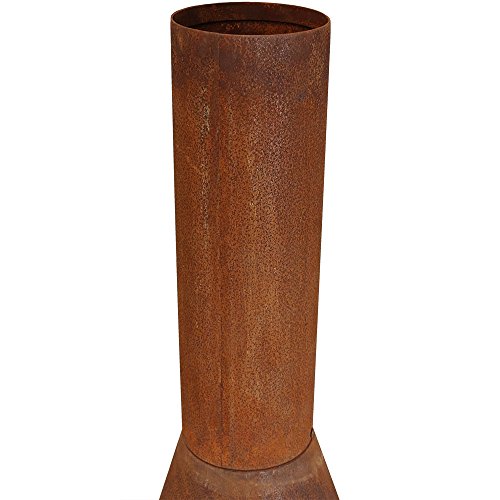 Sunnydaze Chiminea Fire Pit - Large Outdoor Patio Wood-Burning Mexican Style Backyard Fireplace Stove - Oxidized Rustic Cold-Rolled Steel - 6 Foot Tall - Thumbnail 7