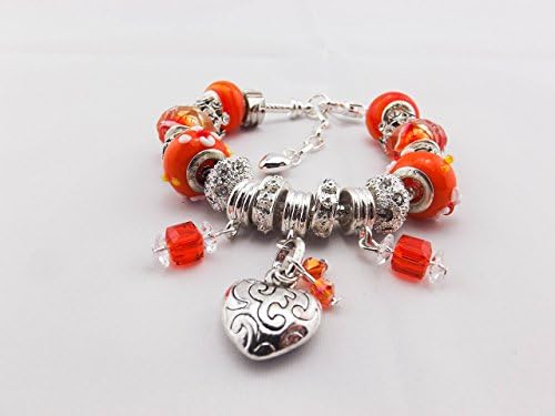 Charm and Bead Bracelet - Orange