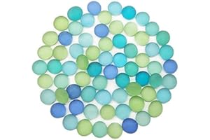 HappyFiller 3 Pound Sea Glass Gem Matted Flat Marbles Rocks for Vase Fillers,Table Scatter,DIY Arts Crafts, Mosaics,Bowl Decor,Fountain Stones,Aquarium Fish Tank Pebbles,Blue Green Aqua Mix