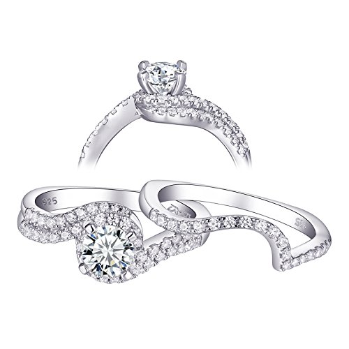 Newshe Jewellery Wedding Rings for Women Engagement Set 925 Sterling Silver Round White 1.2ct Size 5-10