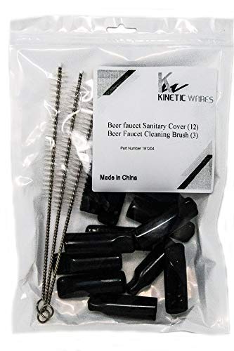 Brewer Beer Faucet Cleaning Brush (3 pcs) Beer Tap Cover Draft Faucet Keg Caps Rubber Sanitary Cover (12 Pcs)