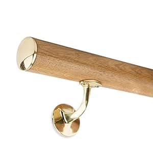 Pasamanos redondo juego de 45 mm x 1950 mm largo madera de roble