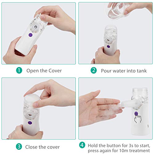 Vibit Rechargeable Portable Mesh Steam Inhaler Atomizer Ultrasonic Travel Handheld Vaporizer Sprayer for Kids and Adults