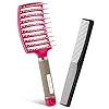 Curved-Vent-Brush-and-Hair-Detangler-Professional-Styling-Hair-Brush-for-Men-Women-Vented-Hair-Brushes-for-Faster-Blow-Drying-Suitable-for-Long-Thick-Curly-Wet-Hair-Rosy Curved Vent Brush and Hair Detangler, Professional Styling Hair Brush for Men Women, Vented Hair Brushes for Faster Blow…