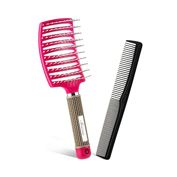 Curved-Vent-Brush-and-Hair-Detangler-Professional-Styling-Hair-Brush-for-Men-Women-Vented-Hair-Brushes-for-Faster-Blow-Drying-Suitable-for-Long-Thick-Curly-Wet-Hair-Rosy Curved Vent Brush and Hair Detangler, Professional Styling Hair Brush for Men Women, Vented Hair Brushes for Faster Blow…
