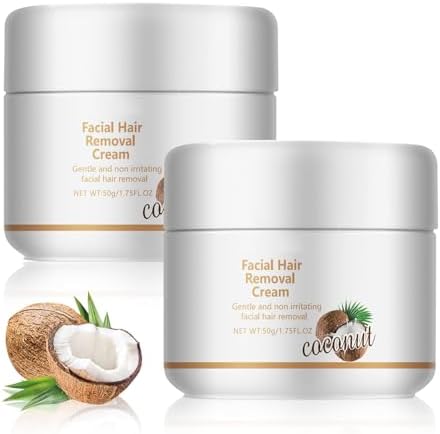 Facial Depilatory Cream, Coconut Hair Remover for Upper Lip and Chin ...