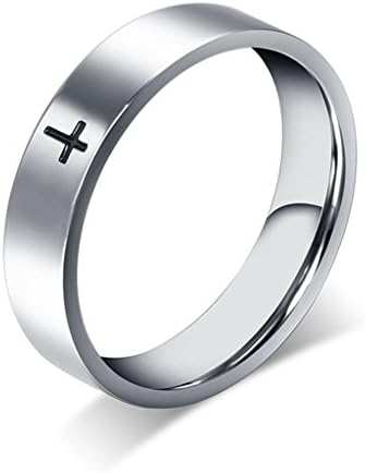 Umiso Men's Ring Stainless Steel "+"Cross Shape Width 6mm Size 14 Silver