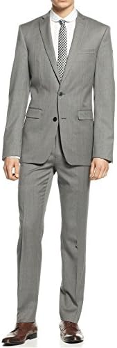 Bar III Extra Slim Fit Grey Textured Wool 2 Button New Men's Suit Set (36S 30W x 30L)