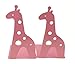 A Pair of Cute Cartoon Giraffe Nonskid Metal Bookends for Kids Children Bedroom Library School Office Desk Study Gift (Pink)