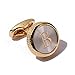 HJ Men's 2PCS Fashion Dazzle Tuxedo Shirts Platinum Plated Cufflinks Initial Letter 2 Color A-Z (Gold B), Small