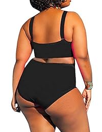 YONYWA Trajes de baño de una pieza con cintura alta y talla grande para dama