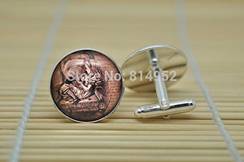 Pretty Lee Alice In Wonderland Jewelry Cufflinks Alice And Dinah Cufflinks In Silver Glass Cabochon Cuff Links C0122